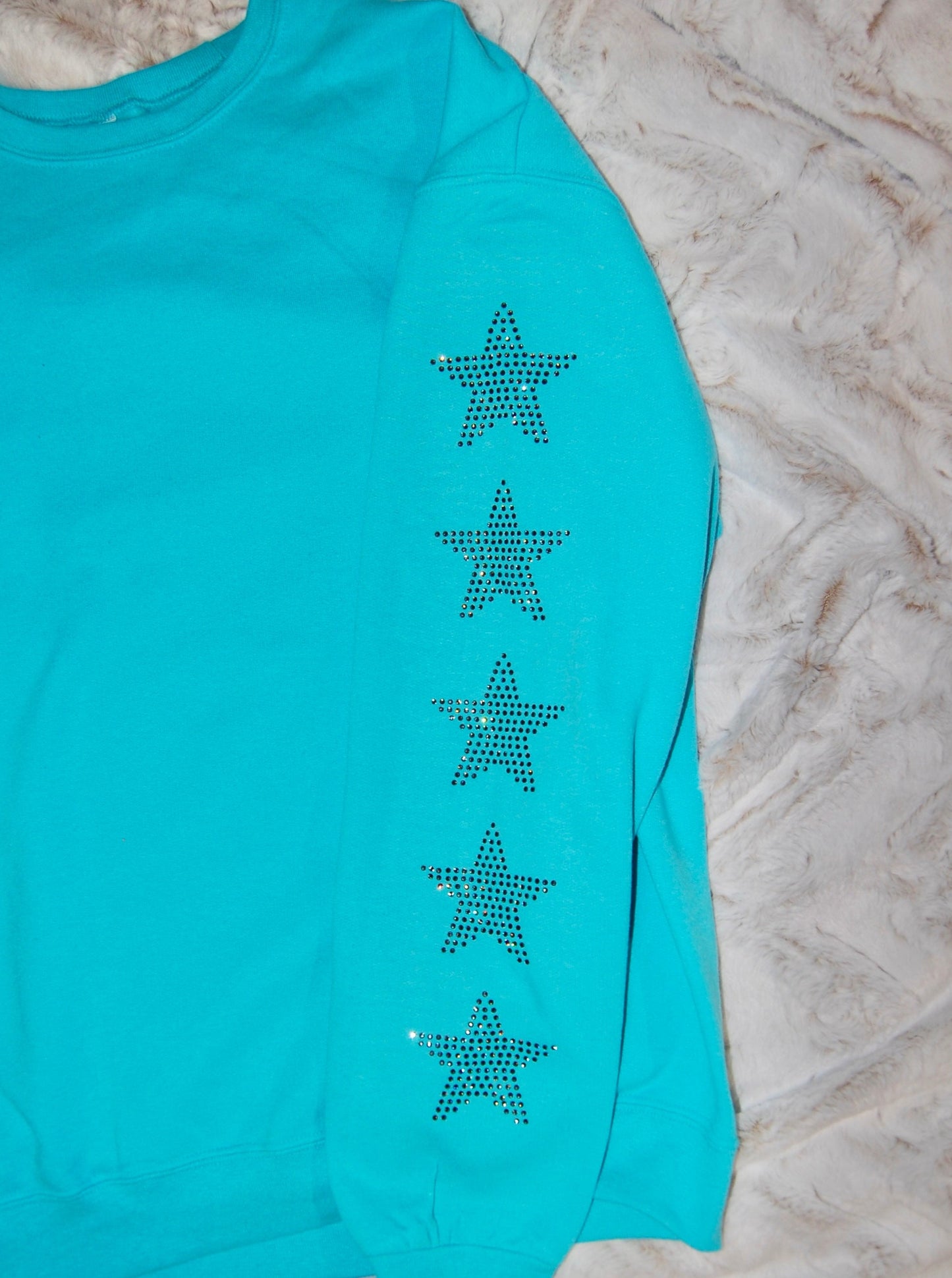 Star Sleeve Rhinestone Crew